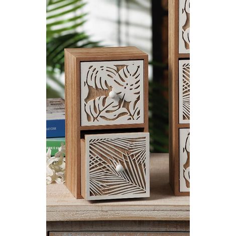 Mobiletto Cassettiera moma 2 cassetti in legno mdf 12 x 10 x 22 cm (1/2)