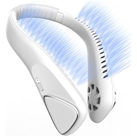 Ventilatore da collo，Ventilatore ricaricabile，Ventilatore USB senza pale da 6000 mAh，3 velocità，attività all'aperto，casa e ufficio (bianco) (1/5)