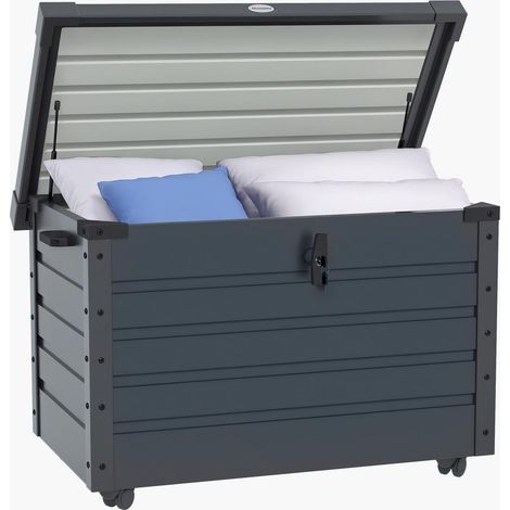 Stockage Sécurisé et Mobile Coffre de Rangement Métallique 295L 100x62x65 cm Gris Foncé pour Jardin et Terrasse (1/5)