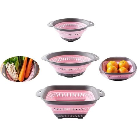 Passoire pliable - Passoire alimentaire en silicone sans BPA avec poignées en plastique - Passoire pliable haute performance (1/5)