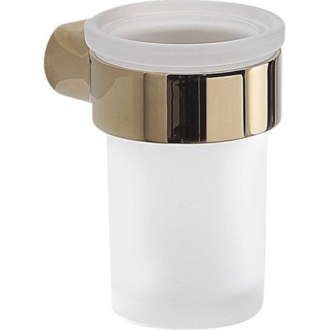 Sapho Gedy Pirenei - Zahnputzbecher mit Halter, Milchglas/Gold PI1087 (1/4)