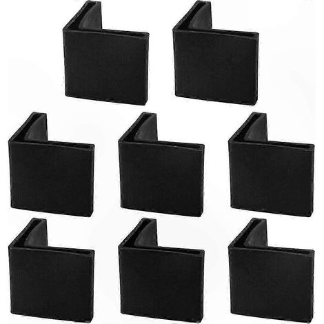 Protège-coins en L 8 pièces, 40x40mm noir, embouts caoutchouc pour pieds de meubles, protections d'angle de table, capuchons anti-chocs. (1/3)