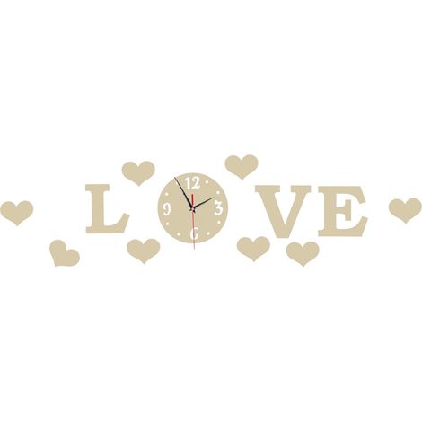Horloge murale autocollante sans cadre, effet miroir, décoration murale à faire soi-même, salon/chambre, jaune (1/5)