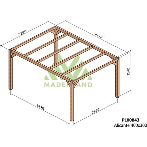 Pérgola de Madera Laminada Alicante (Maderland) - Gardeneas - 400 x 300 cm (1/3)
