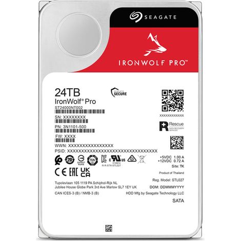Seagate IronWolf Pro ST24000NT002 disco rigido interno 24 TB 7200 Giri/min 512 MB 3.5 pollici Serial ATA III (1/4)