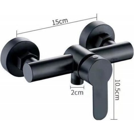 1 Robinet mitigeur, Acier inoxydable 304, Noir, Mural, Interface G1/2in, Salle de bain (1/3)