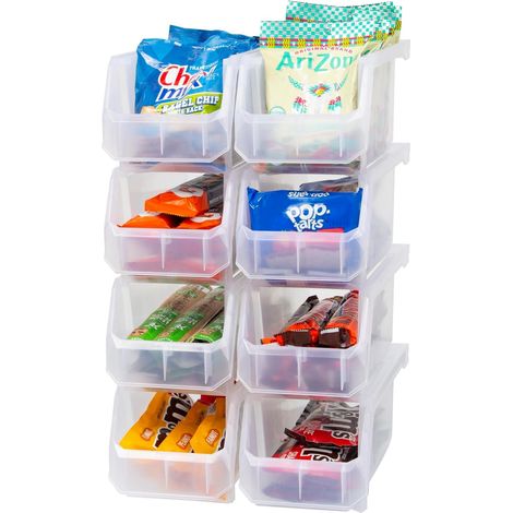 Lot de 8 boîtes en plastique pour organiser et ranger les placards, la cuisine, le bureau, les jouets ou le garde-manger, taille M, transparent (1/5)