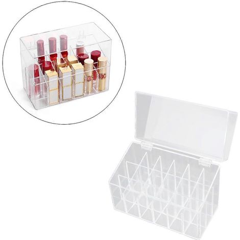 Boîte de rangement pour rouge à lèvres transparente rectangulaire à couvercle rabattable, en plastique, 1 pièce (1/5)