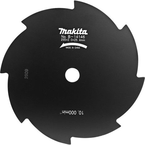 Makita – Lame de débroussailleuse Ø255mm 8 dents – Acier trempé pour coupe efficace – Épaisseur 1,8mm – Diamètre alésage Ø25,4mm - B-14146 (1/2)