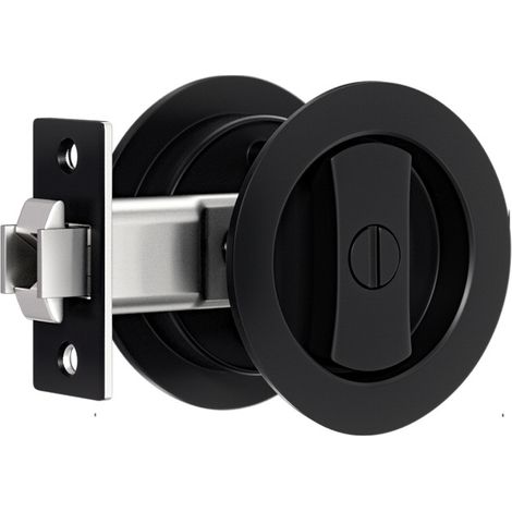 Manija de cerradura de puerta corrediza redonda con cerradura de puerta corrediza negra de 65 mm, cerradura invisible, manijas de puerta sin llave