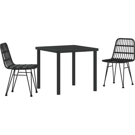 Ensemble de salle à manger pour jardin 3 pcs，Salon de jardin Noir Poly rotin CFW70964 (1/5)