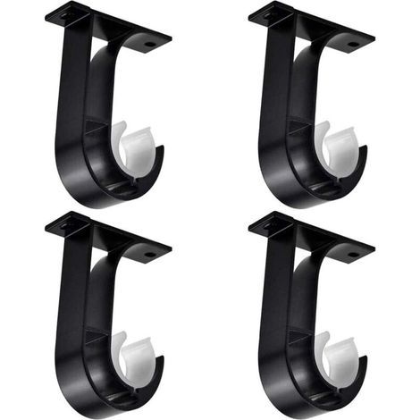 4 Pièces Tringle à Rideau Supports, Support de Poteau de Rideau, Noir Supports pour Barre Rideau, Alliage D'aluminium Support de Rideau, avec 8 Vis, Support pour Tiges de Suspension au Plafond (1/5)
