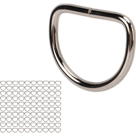 Lot de 100 anneaux en D métalliques robustes pour collier de chien, clips en forme de D pour sangle de poitrine de bagage pour animaux de compagnie, 3,5 x 25 x 20 mm / 0,14 x 0,1 x 0,8 po (1/5)