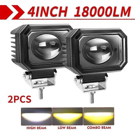 Projecteur de travail LED CO LIGHT 12D 4 pouces 12 V/24 V 4x4 tout-terrain 18 000 lm, projecteurs ultra-lumineux pour moto, voiture, camion, antibrouillard, 3 500 K/6 000 K (2 pièces) (1/5)