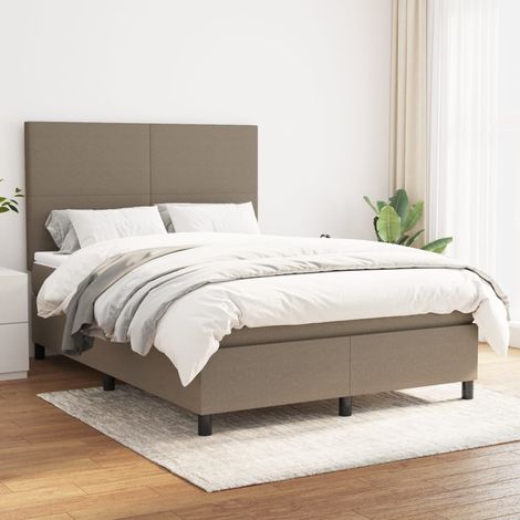 Lit à sommier tapissier avec matelas,Lit Adulte,Meuble de Chambre à Coucher Taupe 140x200 cm Tissu XZZ197554 (1/5)