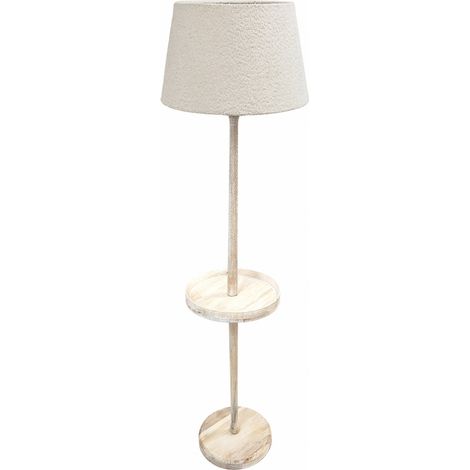 Lampe sur pied en bois et tissu beige style naturel - Beige naturel et bois clair (1/3)