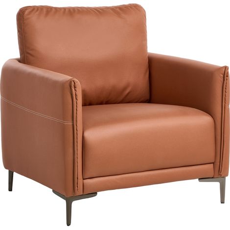 Sillón tapizado de tela estilo moderno patas de metal marrón Cilens (1/5)