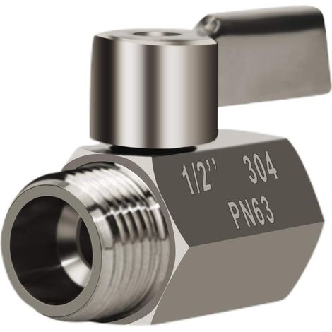 Robinet globe inox 304 1/2 pouce femelle/mâle, régulateur NPT chromé. Contrôle débit eau précis, étanche et durable. (1/5)