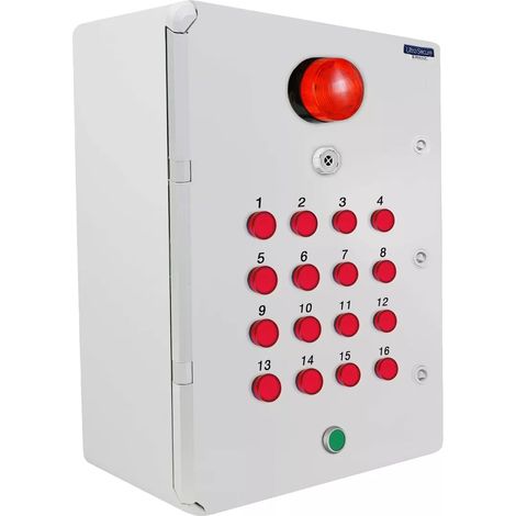 Boîtier supplémentaire pour identification d'alerte sans-fil 16 LEDs avec sirène + flash + bouton reset intégré (DA600+) (1/5)