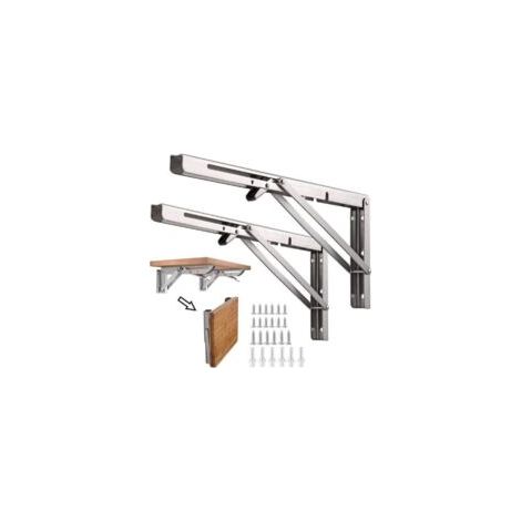 Set di due robuste staffe telescopiche pieghevoli per console, adatte per piani di lavoro da garage e supporti per mensole pieghevoli, con 12 staffe angolari in acciaio inox - Crezuo