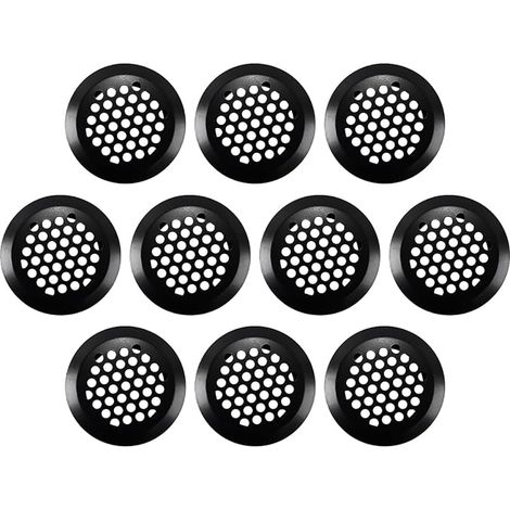 Lot de 10 grilles d'aération circulaires en acier inoxydable de 35 mm pour cuisine, salle de bain, placard, bibliothèque et penderie (noires) (1/5)