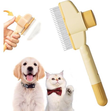 pezzi di spazzola per animali domestici - Spazzola cattura peli, anti-pelo per gatti e cani, rimuove fino al 95% dei peli morti, toelettatura delicata ed efficace per tutti i tipi di pelo (giallo)