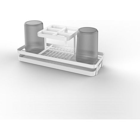 Porte-brosse à dents pour douche, support mural en verre trempé pour brosse électrique et manuel, compartiment creux carré blanc + 2 verres transparents – organisation salle de bain moderne