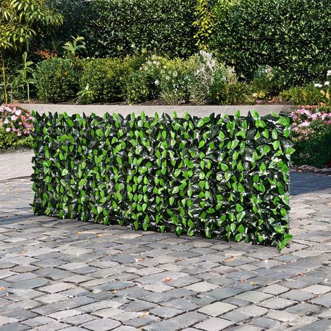 Panneau de haie artificielle 300 x 100 cm vert foncé en pE Gewebe (1/5)