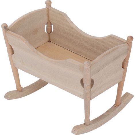 Berceau miniature en bois pour maison de poupée à l'échelle 1:12, accessoire de décoration, cadeau pour enfant (1/5)