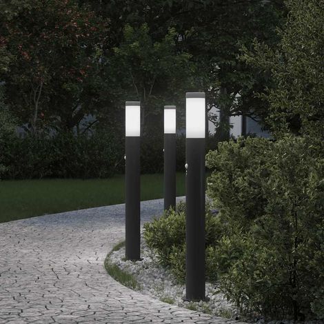 vidaXL Lampioni a dissuasore con sensore 3 pz 80 cm Acciaio Inox IP44