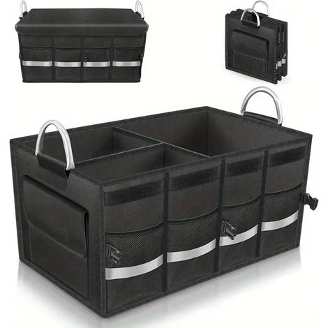 Protector de maletero para coche de 36 litros y 600D, capacidad de carga de 20 kg, impermeable, compartimentos multicapa, tapa plegable y barra reflectante, apto para SUV y furgonetas.