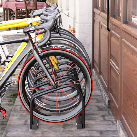 Support de vélos Parking pour 6 Vélos en Acier, 179x33x27 cm, Noir (1/5)