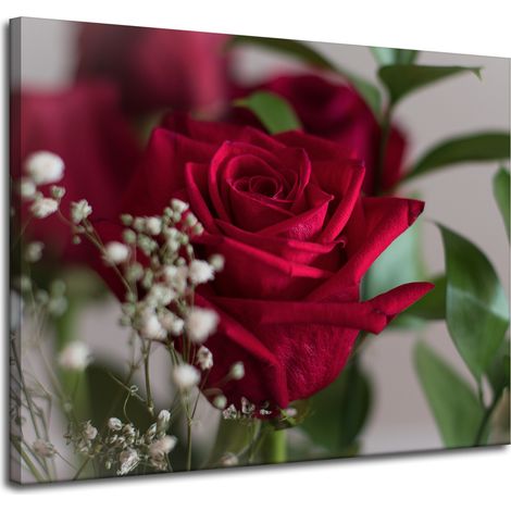Leinwanddruck Botanische rote Rosen 100x80 cm