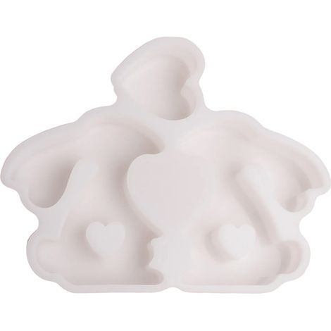 Moule En Silicone - Lapin De Pâques Et Cœur - Pour Coulée De Plâtre Résine Époxy Et Béton - DIY Décoration Maison - 2 Pièces (1/5)