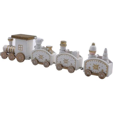Petit train en bois décoratif pour la maison, ornements de Noël, cadeaux de Nouvel An, volutes blanches (1/3)