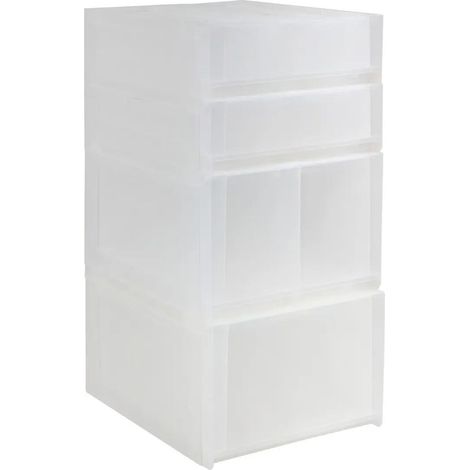 Tour de Rangement 4 Tiroirs "Tide'n" 62cm Transparent