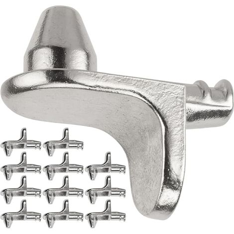 Supports de plateau 12 pièces pour perçage Diamètre 5 mm, Tous types de armoires, Métal, Inox, Étagère à claquage pour meubles, armoires, goupilles pour étagères à rack (1/5)