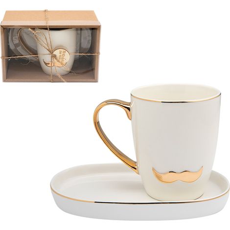Mug cadeau en porcelaine Florina Moustache 360 ml