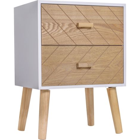 Table de chevet scandinave HERMINE bois et blanc (1/5)