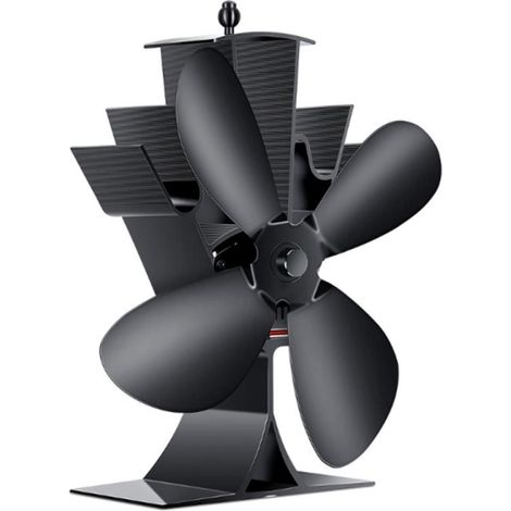 Ventilateur de poêle à 4 pales silencieux, alimenté par la chaleur, en aluminium anodisé, pour poêle à bois et cheminée. (1/5)