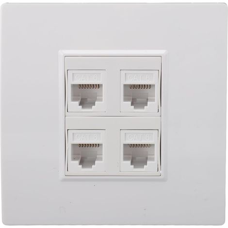 Plaque Murale Ethernet, 4 Ports Cat6 Femelle vers Prise Murale Femelle, Prise de Plaque Murale Keystone pour CAT5 CAT5E CAT6A, 86x86mm (1/5)