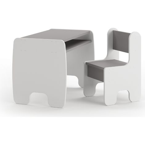 Set bambini TIMI tavolino e seggiolina bianco/grigio (1/4)