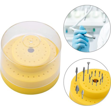 Support de rangement pour fraises dentaires rondes, boîtier jaune 60 alvéoles pour instruments (1/5)