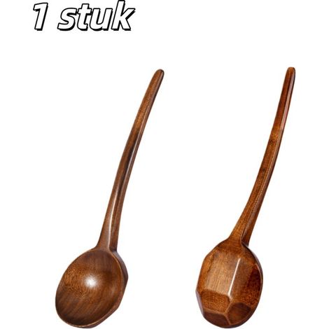 pièce - Cuillère - Cuillère à soupe - Cuillère en bois japonaise - Cuillère à riz avec long manche - Cuillère à soupe pour usage domestique - Cuillère ramen pour la cuisine - Dos de carapace de tortue (1/5)