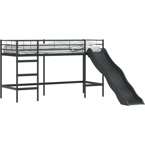 Maison Exclusive - Kinder-Loftbett mit Rutsche Schwarz und Anthra
