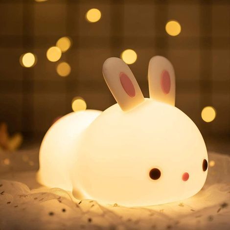 Veilleuse de Nuit Lapin Allongé Tactile en Silicone (avec câble usb) (1/5)