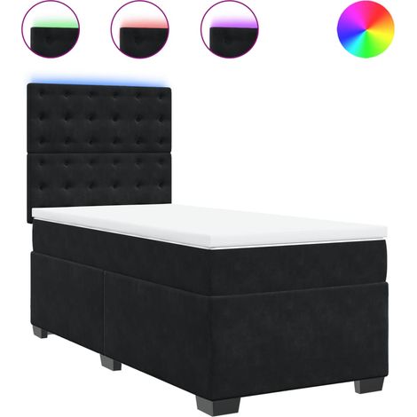 Maison Exclusive - Sommier à lattes de lit avec matelas Noir 100x200 cm Velours (1/5)