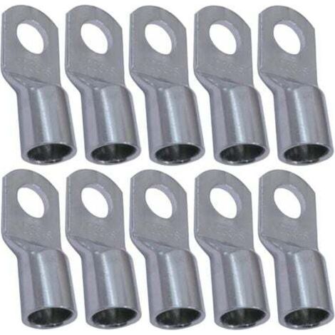 Pack of 10 tubular crimp terminals – eyelet – Ø 8 mm – non-insulated – for conductor cross-section 35 mm² – cable connectors – clamping – silver colour (1/3)
