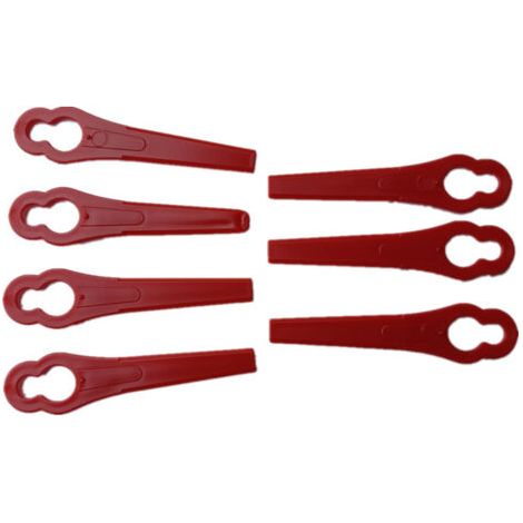 Lame de tondeuse à gazon en plastique rouge L83MM, grand trou et 12 petits trous de 7 mm, forme de gourde, pour jardin et coupe-bordures. (1/3)