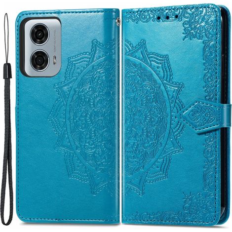 Custodia a libro per Motorola Moto G24 / G24 Power / G04, Mandala, Blu (1/5)